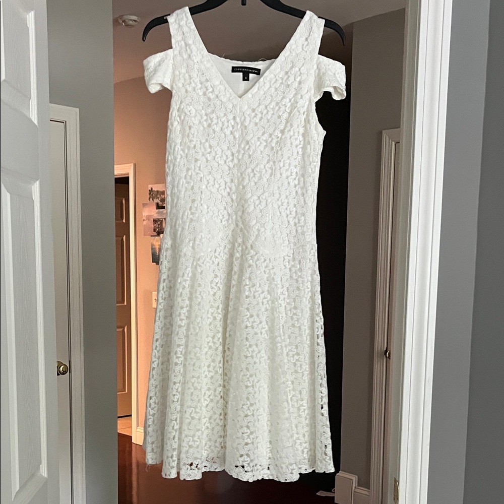 Chic Off-Shoulder White Lace Dress